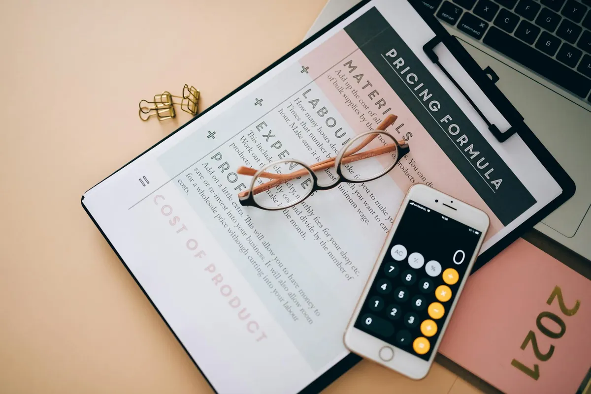 A pricing strategy worksheet on a desk